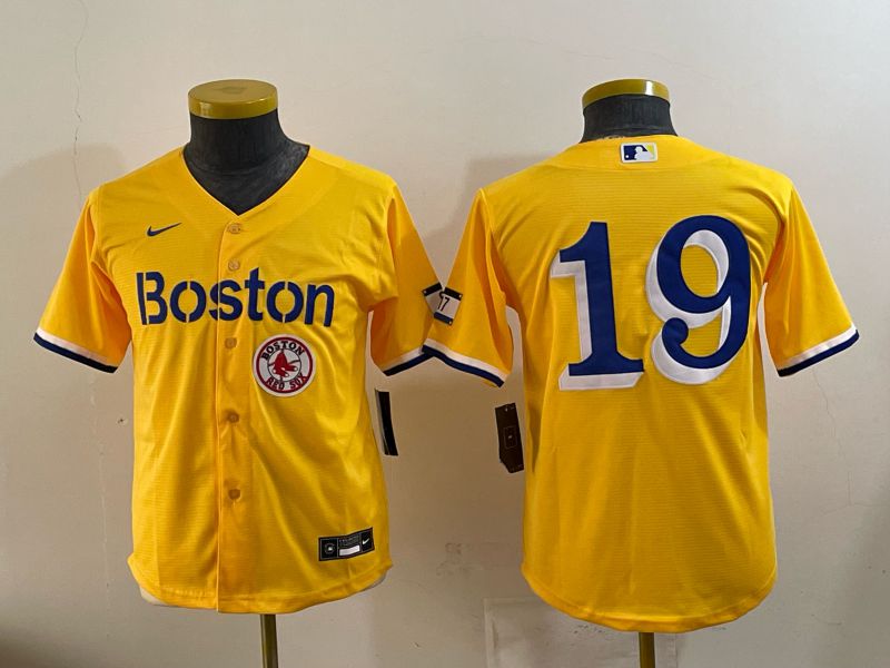 Youth 2025 Boston Red Sox #19 No Name Yellow City Edition Nike MLB Jersey style 08->youth mlb jersey->Youth Jersey